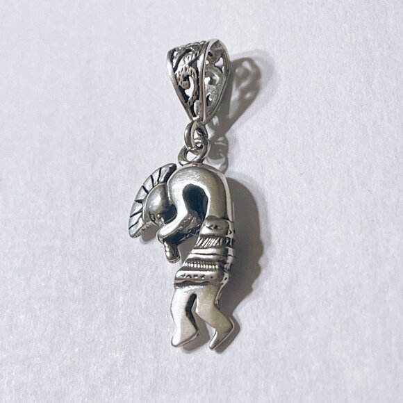 Sterling Silver Kokopelli Pendant With Intricate Tribal Design - Picture 3 of 7